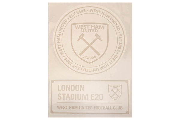 West Ham United FC Car Decal (Pack of 2) (White) (19cm x 19cm)