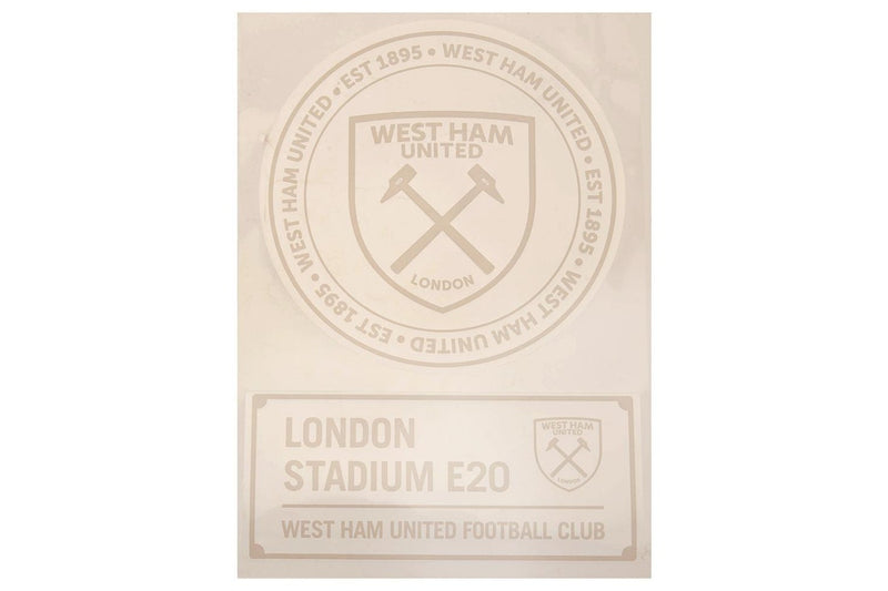 West Ham United FC Car Decal (Pack of 2) (White) (19cm x 19cm)