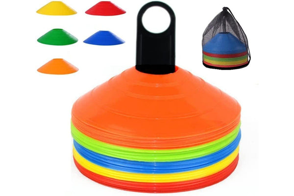 50 Soccer Cones with Carry Bag & Holder for Training