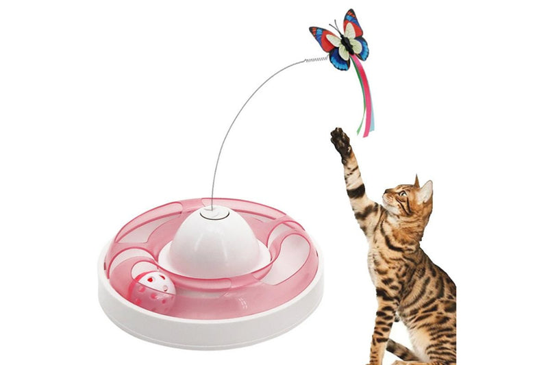 Butterfly Turntable - Interactive Pet Toy (Pink)