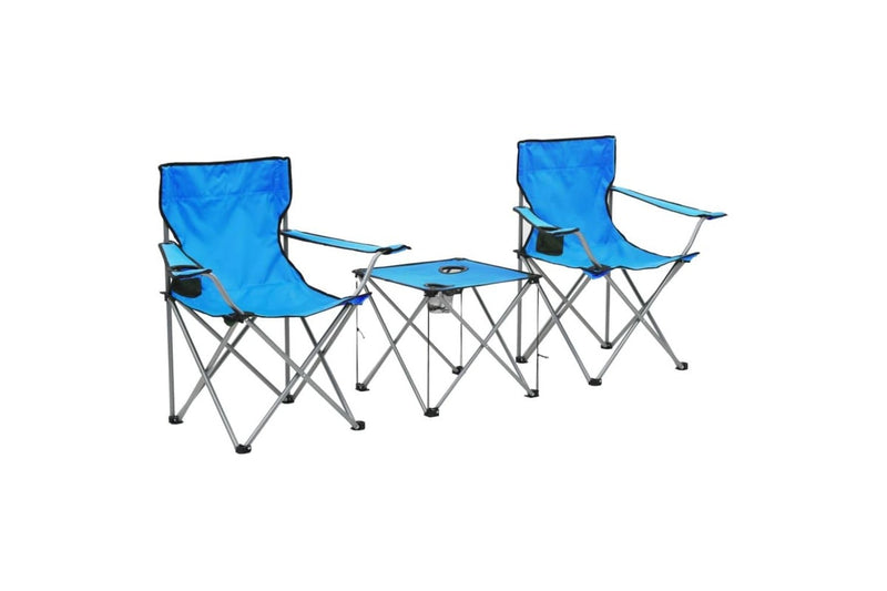 Camping Table And Chair Set 3 Pieces Blue Aatnl