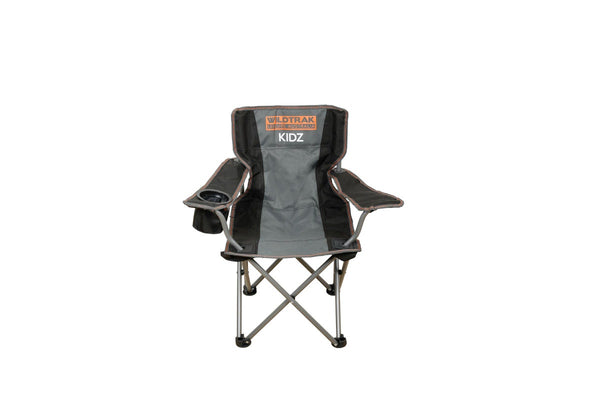 Wildtrak Kidz 67cm Folding Camp Chair Portable Outdoor Camping Seat Grey Black