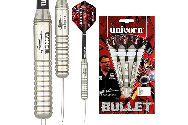 Unicorn Bullet Stainless Steel Darts (Pack of 3) (Silver/Black) (26g)