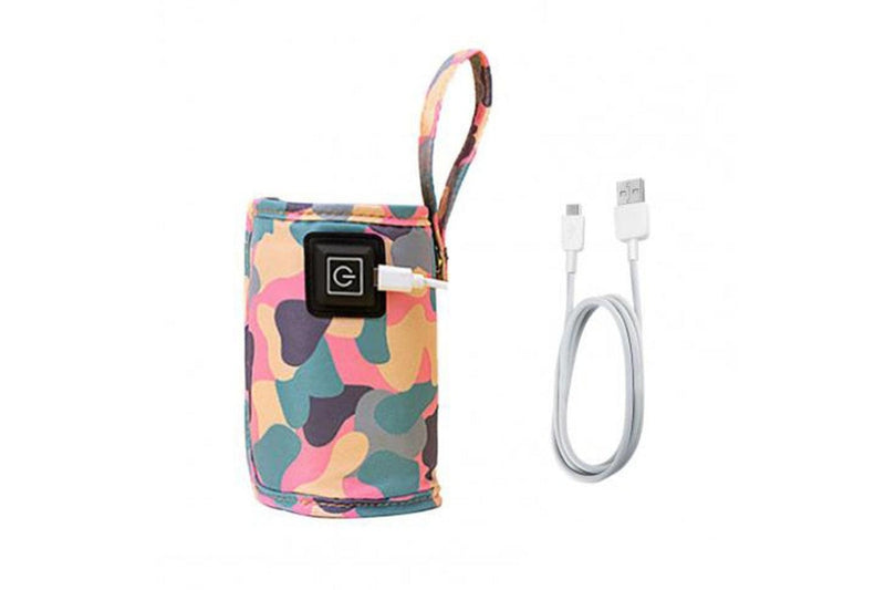 Travel USB Bottle Warmer Bag Milk Heat Keeper Bag Camo Pink