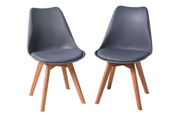 Fraser Country Set of 2 Dining Chair with Beech Wooden Legs -Grey