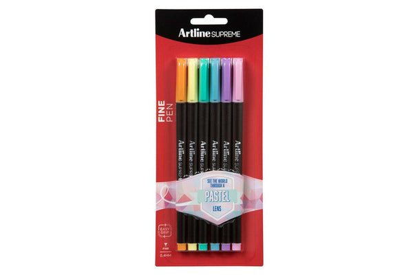 6pc Artline Supreme 0.4mm Fine Point Pens Art Crafts Pen Assorted Pastel Colours