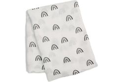 Lulujo: Muslin Bamboo Swaddle - Black Rainbow