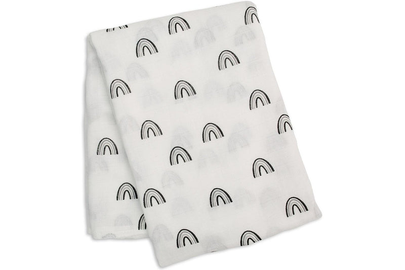 Lulujo: Muslin Bamboo Swaddle - Black Rainbow
