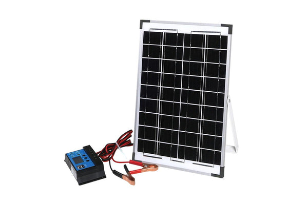 12V 10W Solar Panel Kit Mono Caravan Folding Camping Charging Controller Kits