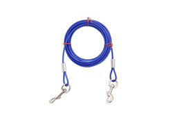 5M Dog Tie Out Cable Leash Lead Tangle Free Outdoor Yard Walking Running - Blue