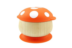 Haakaa: Wooden Mushroom Bowl with Suction Base - Orange