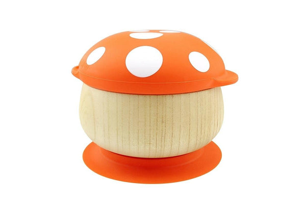 Haakaa: Wooden Mushroom Bowl with Suction Base - Orange