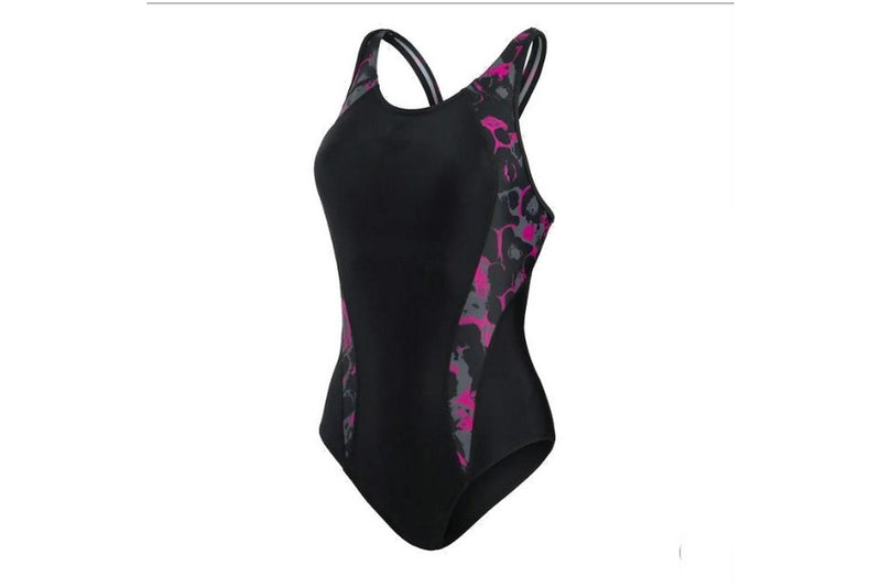 Speedo Womens/Ladies Endurance Laneback One Piece Swimsuit (Black/Pink/Charcoal) (10 UK)