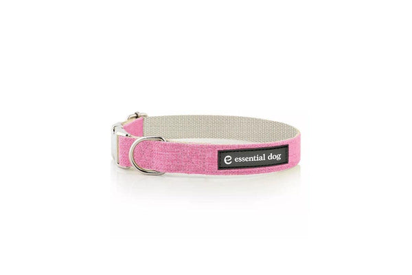 Natural Hemp & Cotton Dog Collar (Pretty Pink) Large