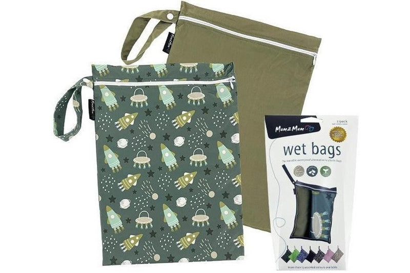 Mum 2 Mum: Wet Bag - Rockets/Olive (2 Pack)