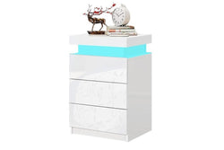 Bedside Table with Drawer Rgb Led Light Side Table