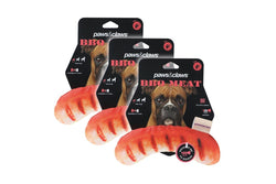 3x Paws & Claws Feed Me BBQ Sausage Oxford Pet Dog Play Toy w Squeaker 20x5cm