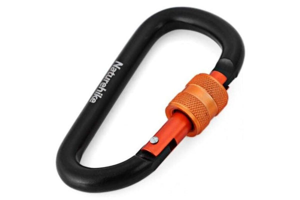 Naturehike Nh 8Cm D Shape Carabiner Mini Hook With Lock Black - Standard