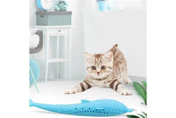 Silicone Fish Type Pet Cat Toothbrush Catnip Bite Clean Molar Toy Stick Deep Sky Blue - Standard