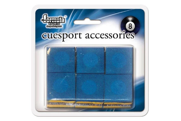 Formula Sports Pioneer Blue Cue Chalk - 6 Piece Blister Pack