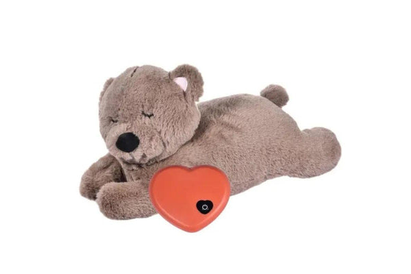 Heartbeat Dog Anxiety Relief Plush Toy Pet Comfortable Behavioral Training Play Aid Tool Soft Sleeping Buddy For Small - Bear