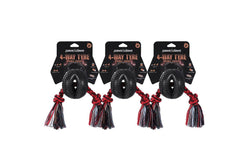 3x Paws & Claws Pet Dog 4-Way TPR Tyre 40cm Double Tugger Rope Chew Toy Fun Play