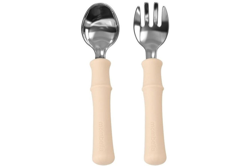 Mombella: Panda Fork & Spoon - Light Brown