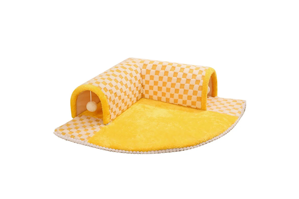 Cozy Tunnel Cat Nest Winter Warmth With Detachable Washable Bed And Enclosed Hideaway For Autumn Winter" - Yellow - 60X60x22cm