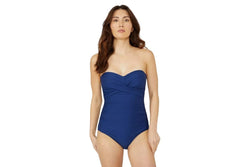 Debenhams Womens/Ladies Textured Bandeau One Piece Swimsuit (Navy) (16 UK)