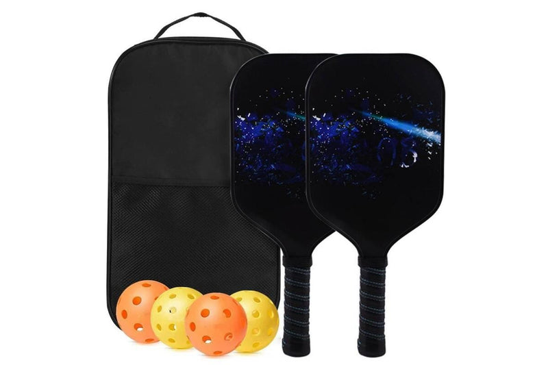 2x Glass Fibre Pickleball Paddle Pickle Ball Racket With 4 Balls Set (Color:B)