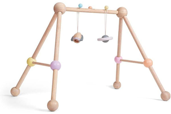 Wooden Baby Play Gym with 2 Detachable Toys Promotes Learning and Development