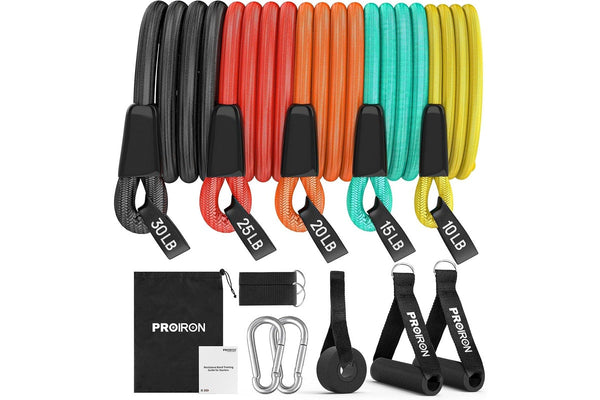 14-Piece Resistance Band Set with Handles, Door Anchor, Ankle Straps, and Training Manual