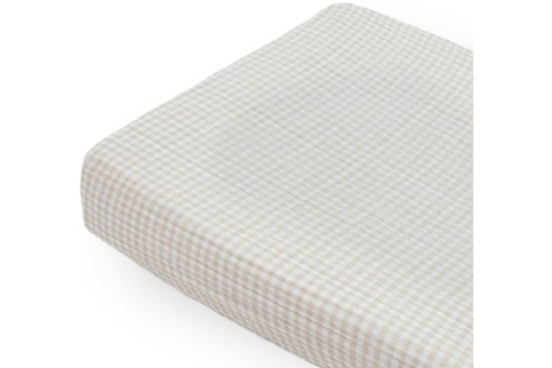 Little Unicorn: Muslin Changing Pad Cover / Bassinet Sheet - Tan Gingham