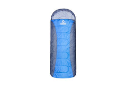 Wildtrak Forrest 230x75cm Hooded Sleeping Bag Thermal Camping Sleeper Blue Grey