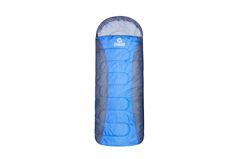 Wildtrak Forrest 230x75cm Hooded Sleeping Bag Thermal Camping Sleeper Blue Grey