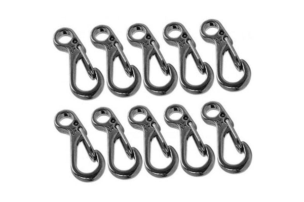 10Pcsset Spring Buckle Snap Alloy Nickel Free Plating Mini Key Ring Carabiner Bottle Hook Paracord Camping Accessories Gun Black - Standard