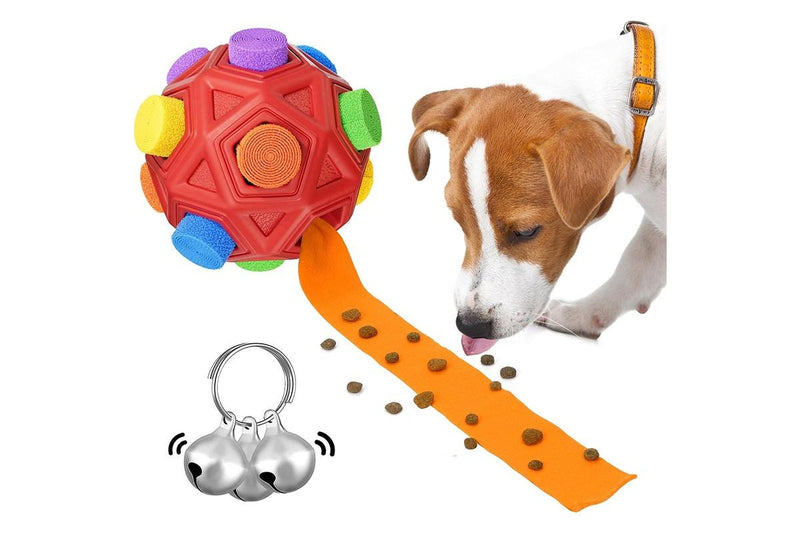 ZOOMIES Sniffer Ball with Fabric Puzzle Toy - Red