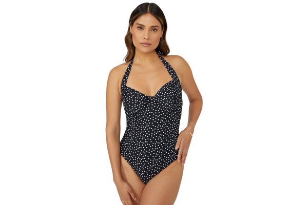 Gorgeous Womens/Ladies Spotted Underwired One Piece Swimsuit (Monochrome) (32DD)