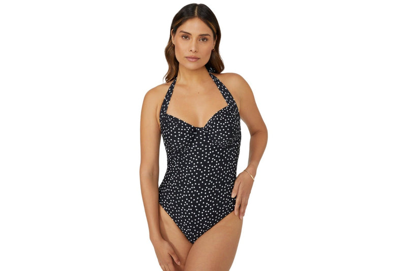 Gorgeous Womens/Ladies Spotted Underwired One Piece Swimsuit (Monochrome) (32GG)