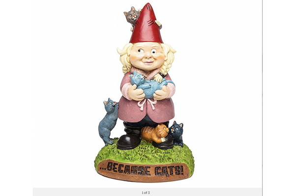 Bigmouth The Crazy Cat Lady Garden Gnome