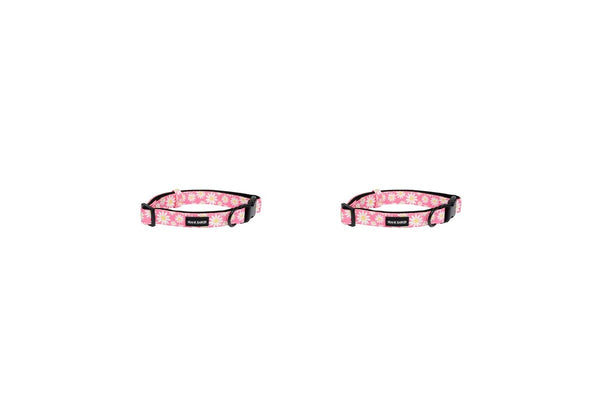 2x Splosh Frank Barker S Pink Daisies Dog Collar Adjustable Neck Strap 25-40cm