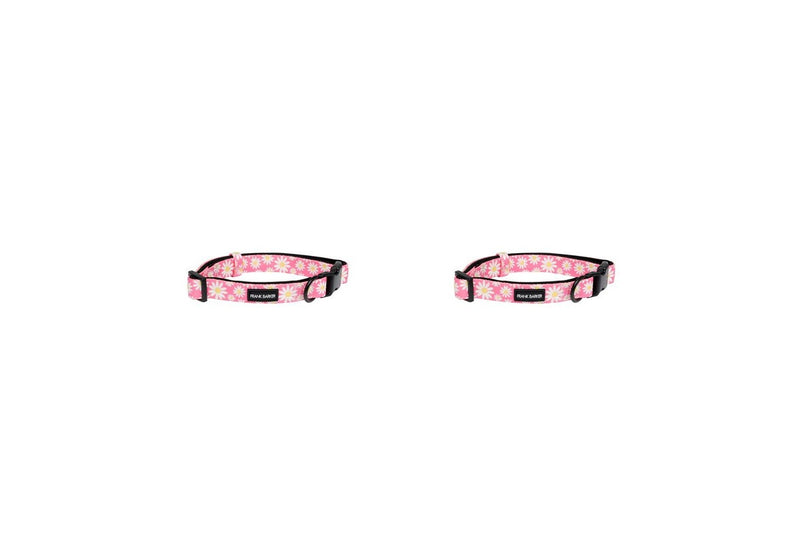 2x Splosh Frank Barker S Pink Daisies Dog Collar Adjustable Neck Strap 25-40cm