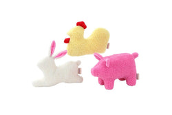 3x Paws & Claws Farmyard Colourful Animal Plush Dog Pet Toy 25x15cm Assorted