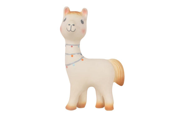 Tikiri: Natural Rubber Rattle Toy - Lilith the Llama (18cm)