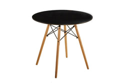 Fraser Country: Elegant Round Dining Table with Beech Wooden Legs - Black