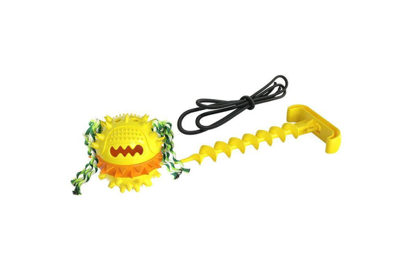 Anti Boredom Fun Dog Ball Toy With Ground Stake - Yellow