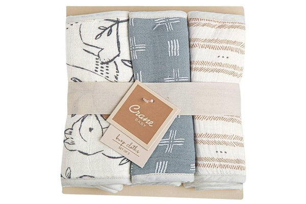 Crane Baby Burp Cloths - Ezra (3 Pack)