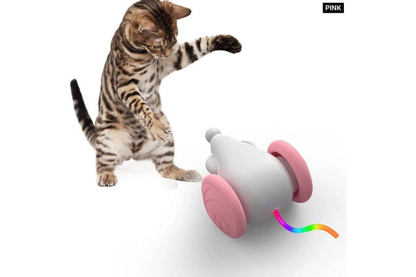 Interactive Cat Toy Usb Rechargeable With Squeaking Sound And Led Flashing Tail