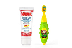 NUK Grins & Giggles Toddler Toothbrush + Dairy Gluten & Fluoride Free Toothpaste Set - 12+ Months