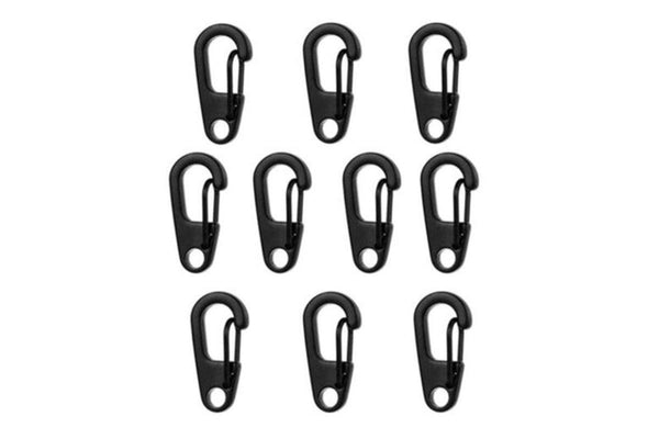 10Pcs D2 Zinc Alloy Carabiner Black - Standard